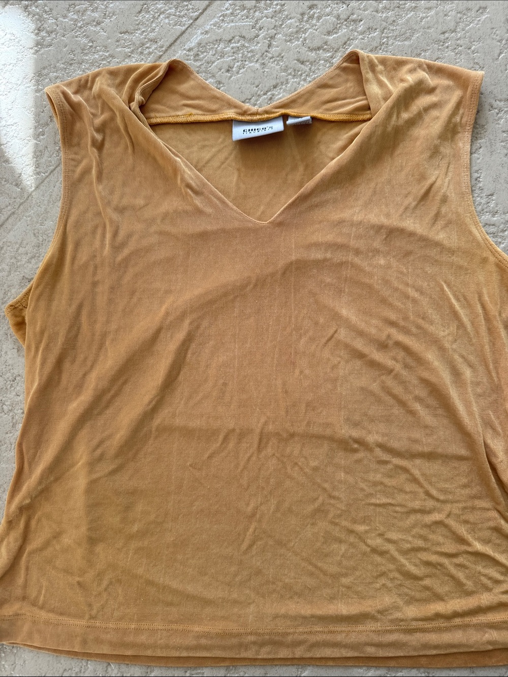 Sleeveless V-Neck Top in Gold size 3